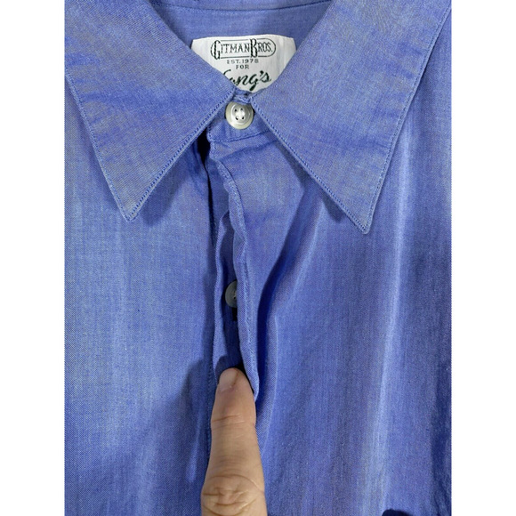 Gitman Brothers Shirt Mens LARGE Blue Long Sleeve Button‎ Up Covered Placket USA - Picture 3 of 5